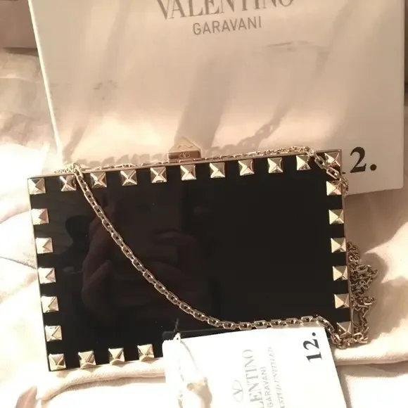 Valentino Rock Stud Metallic Crossbody Clutch NWT - Picture 1 of 4